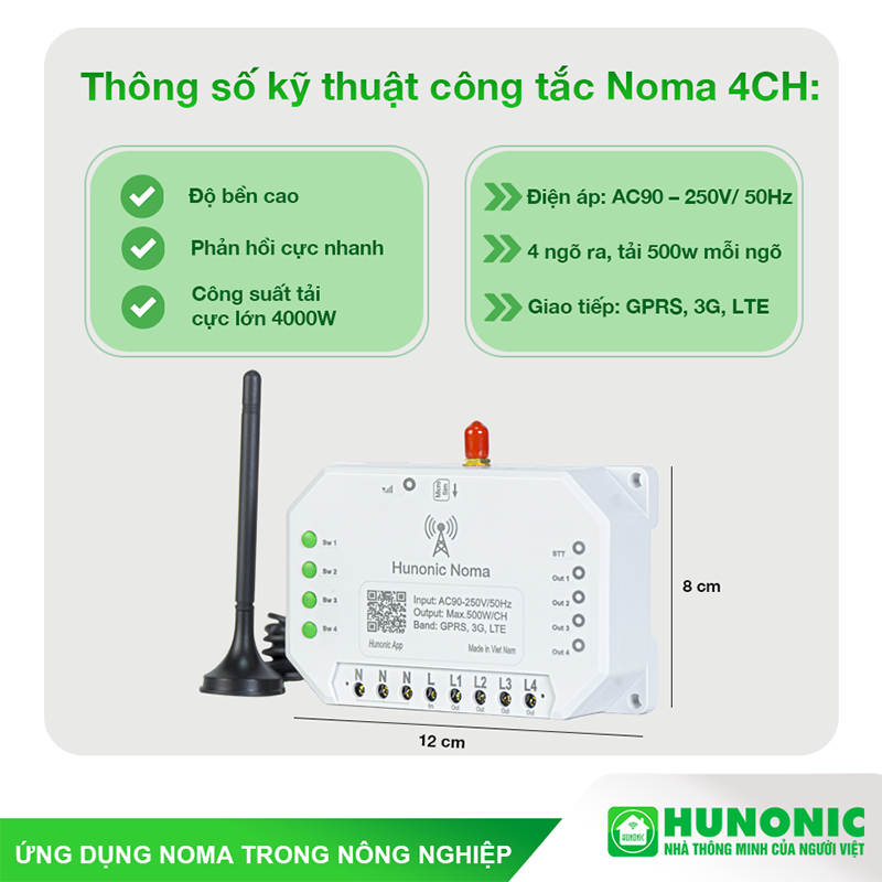 Công tắc Noma 4 Kênh - Sử dụng sim 4G